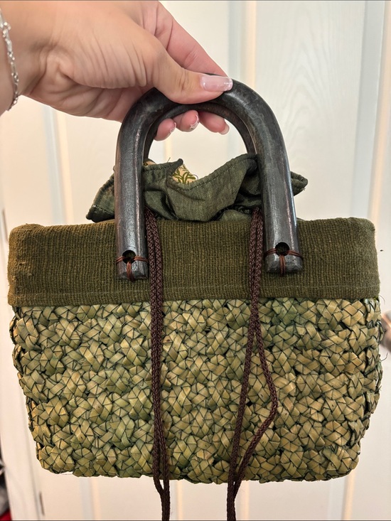 Handbags - Olive Green Woven Top-Handle Women’s Bag